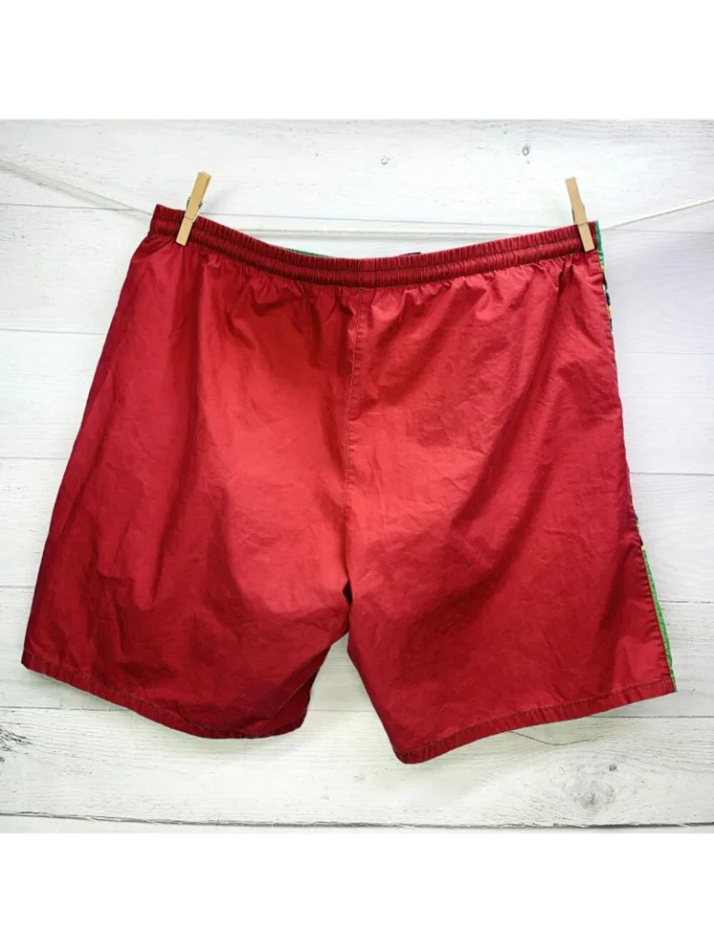 VTG Ralph Lauren Polo Sport Mens Swim Trunks Red Green Yellow Stripe Size XL